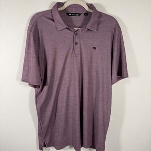 Travis Mathew Mens Golf Polo Shirt Heathered Burgundy Short Sleeve Casual Large‎